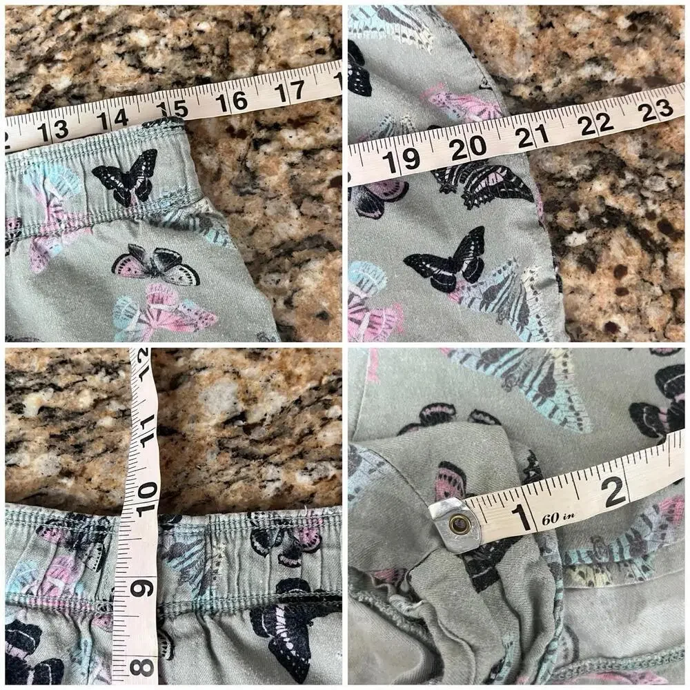PINK Victoria’s Secret Butterfly Pajama Shorts Medium Low Rise Green Flip Waist